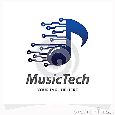 Music Tech Logo Design Template Vector Illustration