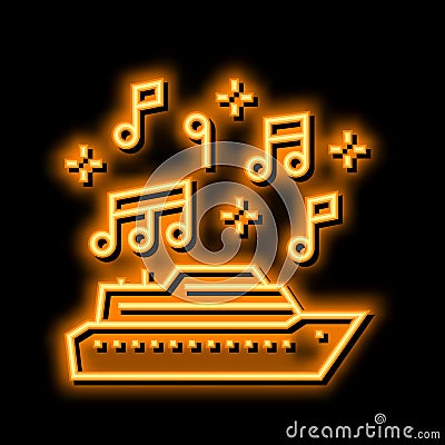 music themed cruise neon glow icon illustration Vector Illustration