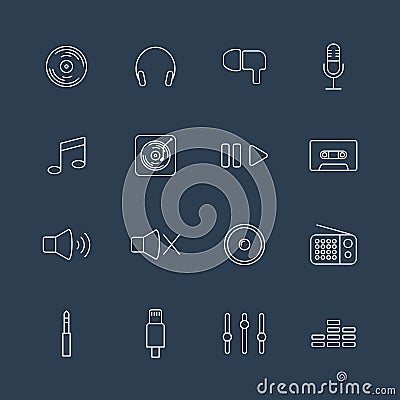 Music thin line icons Vector Illustration