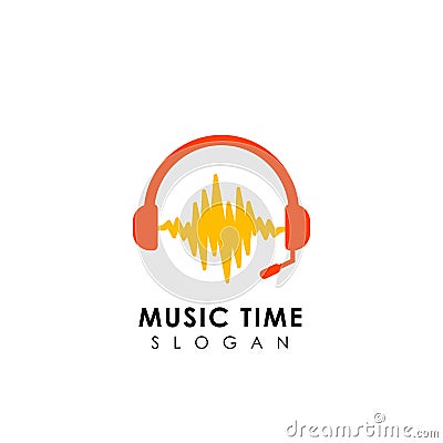 music time logo design. sound wave logo design. music logo icon design Vector Illustration
