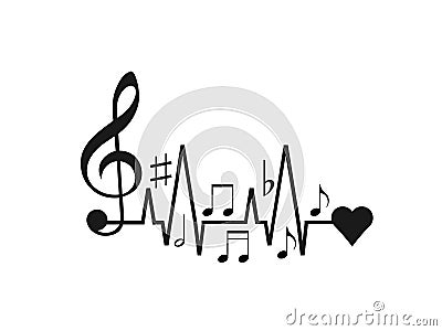 Music to Heart Vector Illustration