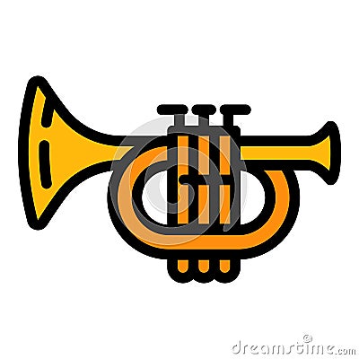 Music trumpet icon, outline style Vector Illustration