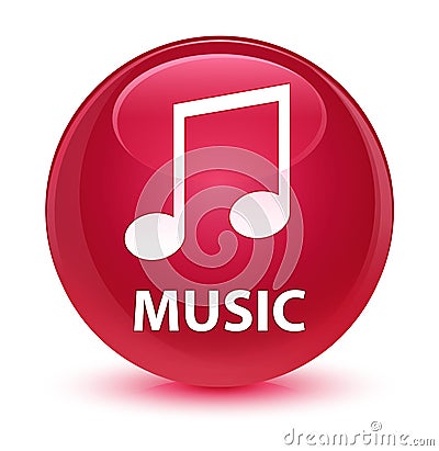 Music (tune icon) glassy pink round button Cartoon Illustration