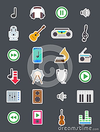 Music vector icons set Vector Illustration