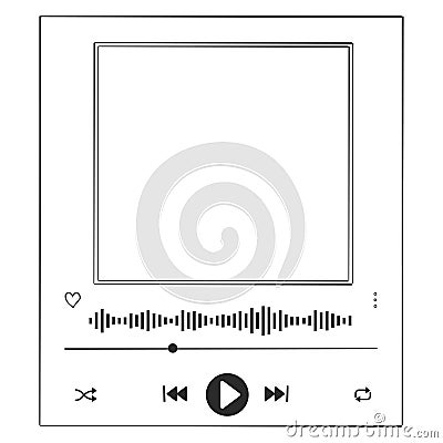 Music or video play interface bar icon, voice record display. Podcast playlist, play button. Song simple equalizer Vector Illustration