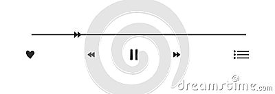 Music or video play interface bar icon, voice record display. Podcast playlist, play button. Song simple equalizer Vector Illustration