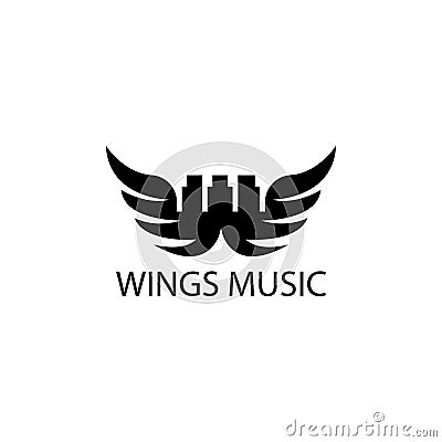 Music wing logo vector illustration piano design Vector Illustration