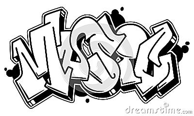Music word in graffiti style Vector Illustration