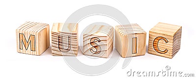 Music written on wooden blocks Stock Photo