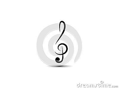 Musical abstract vector treble clef, icon, silhouette. Art style. The element is isolated on a light background Vector Illustration