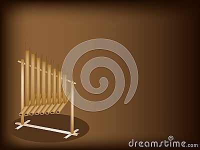 A Musical Angklung on Dark Brown Background Vector Illustration