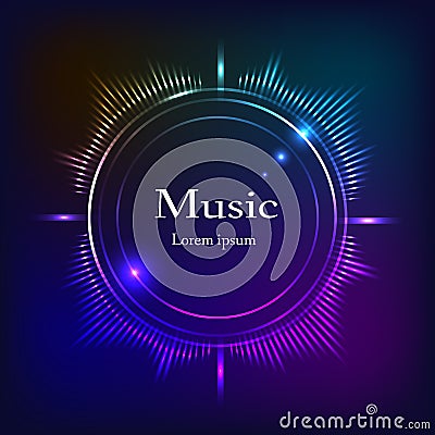 Musical background, dark blue, olor frequencies, space for text. Vector Illustration