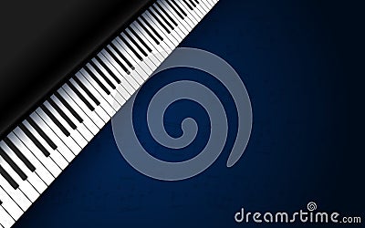 Musical background with realistic piano keyboard. Piano keys in isometric style. 3D piano keyboard. Musical instrument keyboard. Vector Illustration