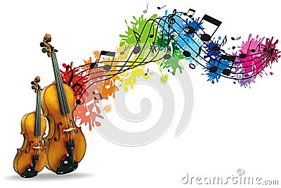 Musical background with tree Stock Photo