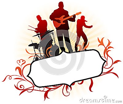 Musical Band on Abstract Tropical Frame Background Stock Photo