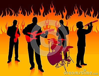 Musical Band in Hell Vector Illustration