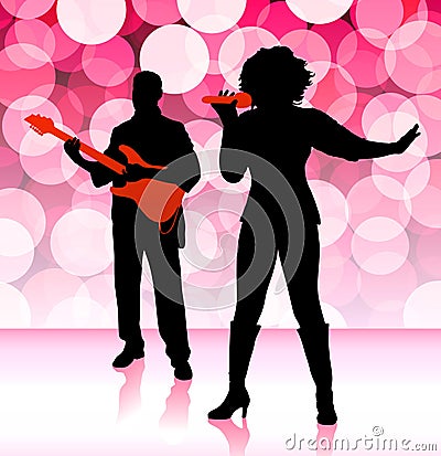 Musical Band on Lens Flare Background Vector Illustration