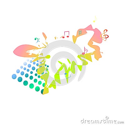 Musical banner multicolored with notes Vector Illustration