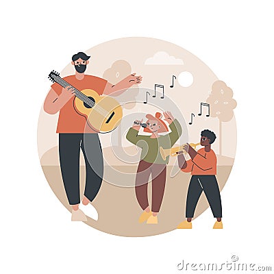 Musical camp abstract concept vector illustration. Vector Illustration