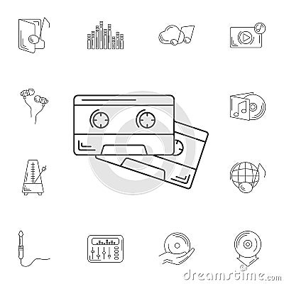 Musical cassette icon. Simple element illustration. Musical cass Cartoon Illustration