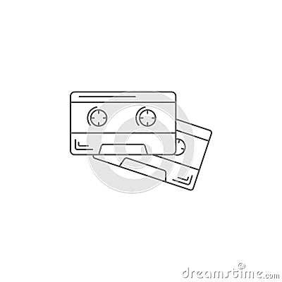 Musical cassette icon. Simple element illustration. Musical cassette symbol design template. Can be used for web and mobile Cartoon Illustration