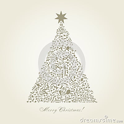 Musical Christmas tree Vector Illustration