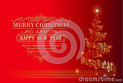 Musical Christmas Tree Vector Illustration