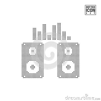 Musical Columns and Equalizer Dot Pattern Icon. Speakers Dotted Icon Isolated on White. Vector Icon of Speakers Vector Illustration