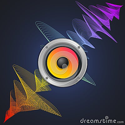 Musical Concept. Audio Speaker and Equalizer on Vector Illustration
