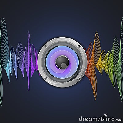 Musical Concept. Audio Speaker and Equalizer on Vector Illustration