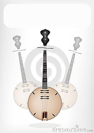 A Musical Dan Nguyet with A White Banner Vector Illustration