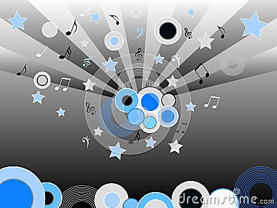 Musical discs and stars Stock Photo