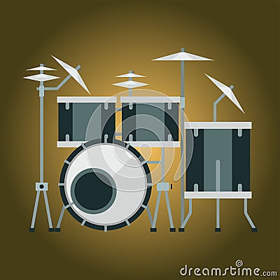 Musical drum kit wood rhythm music instrument series percussion musician performance vector illustration Vector Illustration