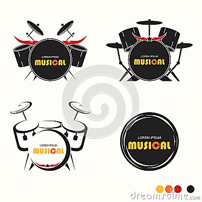 Musical Of Drum Set Logo - Vector Vector Illustration