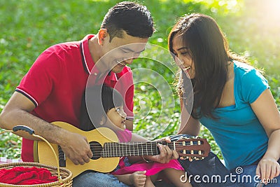 Musical family sing together Stock Photo