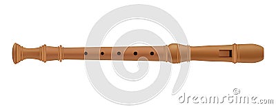 Musical flute of wood mockup, realistic style Cartoon Illustration