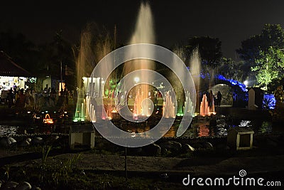 musical fountain in the evening Editorial Stock Photo