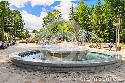 Musical fountain in a park in Druskininkai, Lithuania Editorial Stock Photo