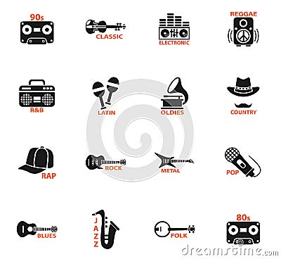 musical genre web icons Stock Photo