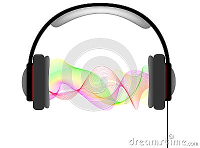 Musical headphones with equalizer Cartoon Illustration