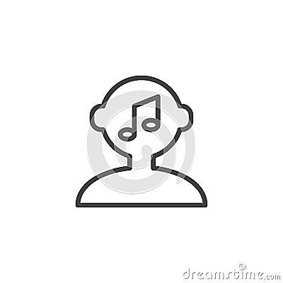 Musical human mind outline icon Vector Illustration