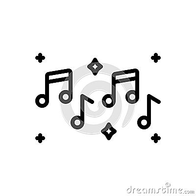 Black line icon for Musical, musically and note Vector Illustration