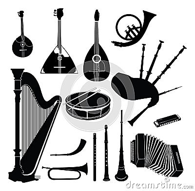 Musical instrument collection Stock Photo