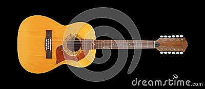 Musical instrument - Front view vintage twelve-string acoustic g Stock Photo