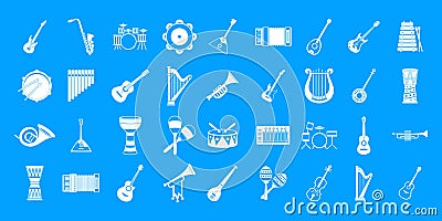 Musical instrument icon blue set vector Vector Illustration