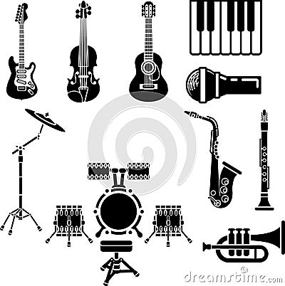 Musical Instrument Icon Set Vector Illustration