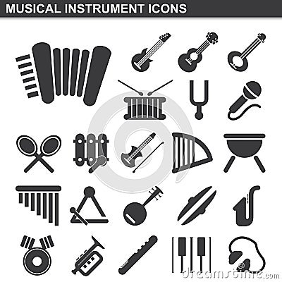 Musical instrument icons set Vector Illustration