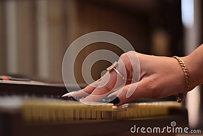 musical instrument - piano, in the process of playing Stock Photo