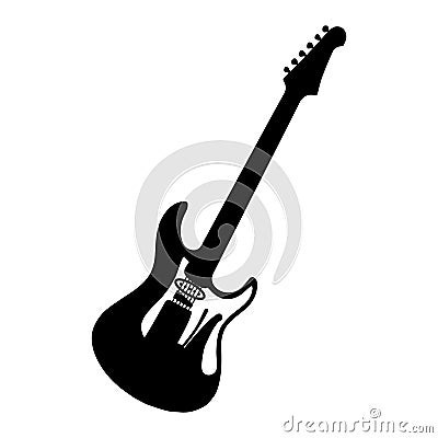 Musical instrument. Silhouette electric guitar. Bass. Vector illustration Vector Illustration