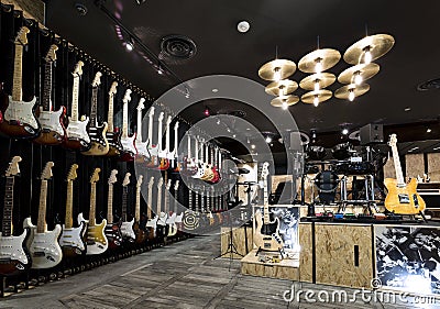 Musical instrument store Stock Photo
